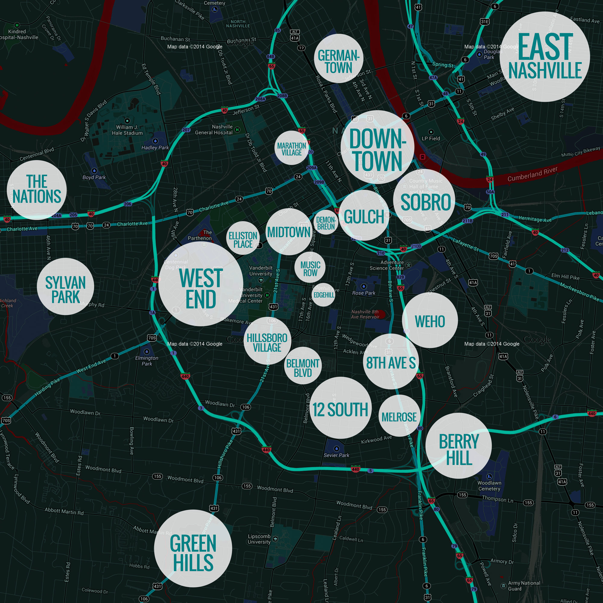 Nashville Neighborhoods Map