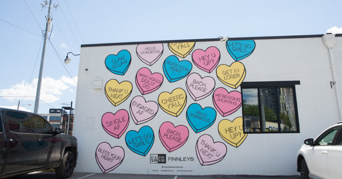 Candy Hearts Mural Nashville Guru