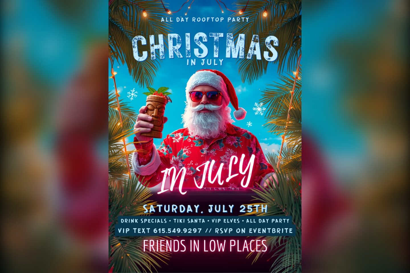 Christmas In July on the Rooftop at Friends in Low Places